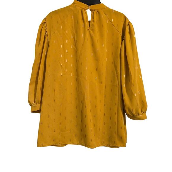 Shannon Ford Petite Metallic Dot Tunic Blouse Mustard Yellow 3/4 Sleeve Sz PL - Picture 3 of 7